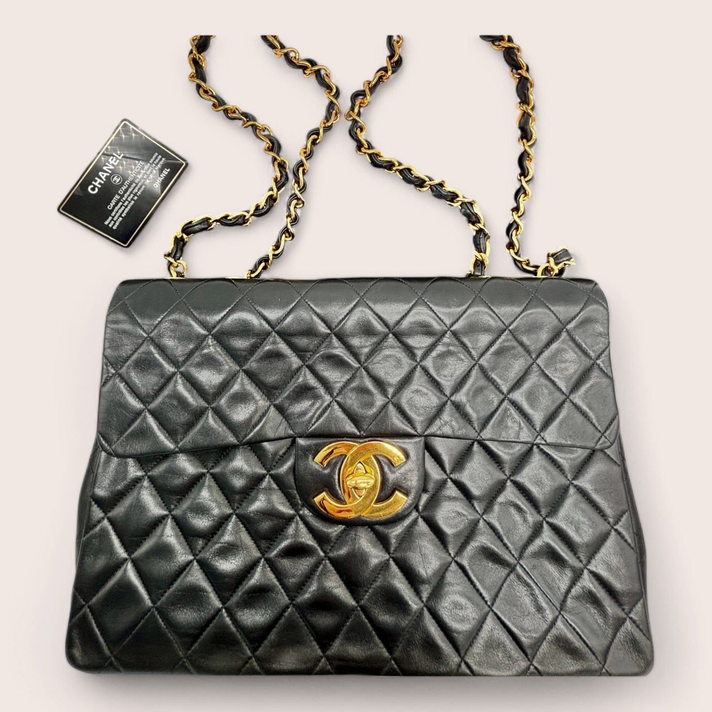 Chanel Vintage Classic Single Flap Jumbo Timeless - Lammleder schwarz