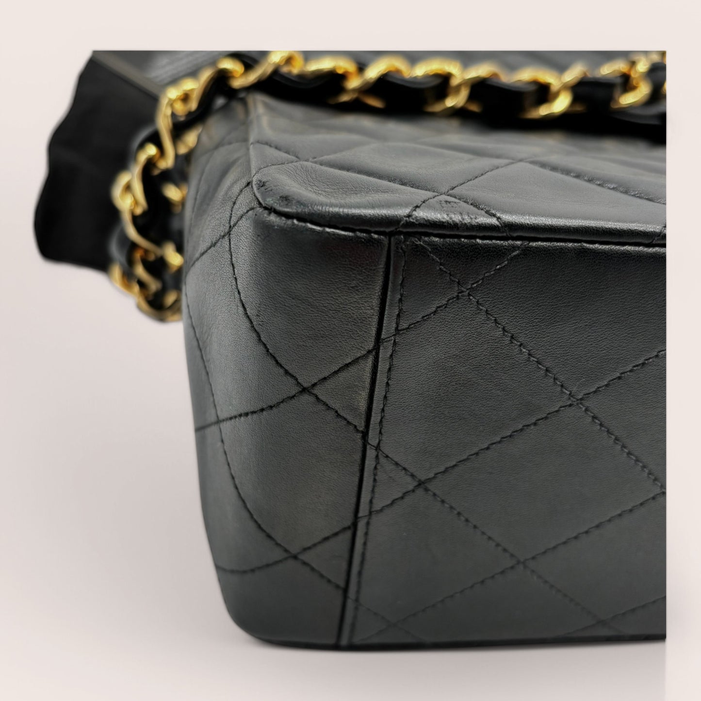 Chanel Vintage Classic Single Flap Jumbo Timeless - Lammleder schwarz