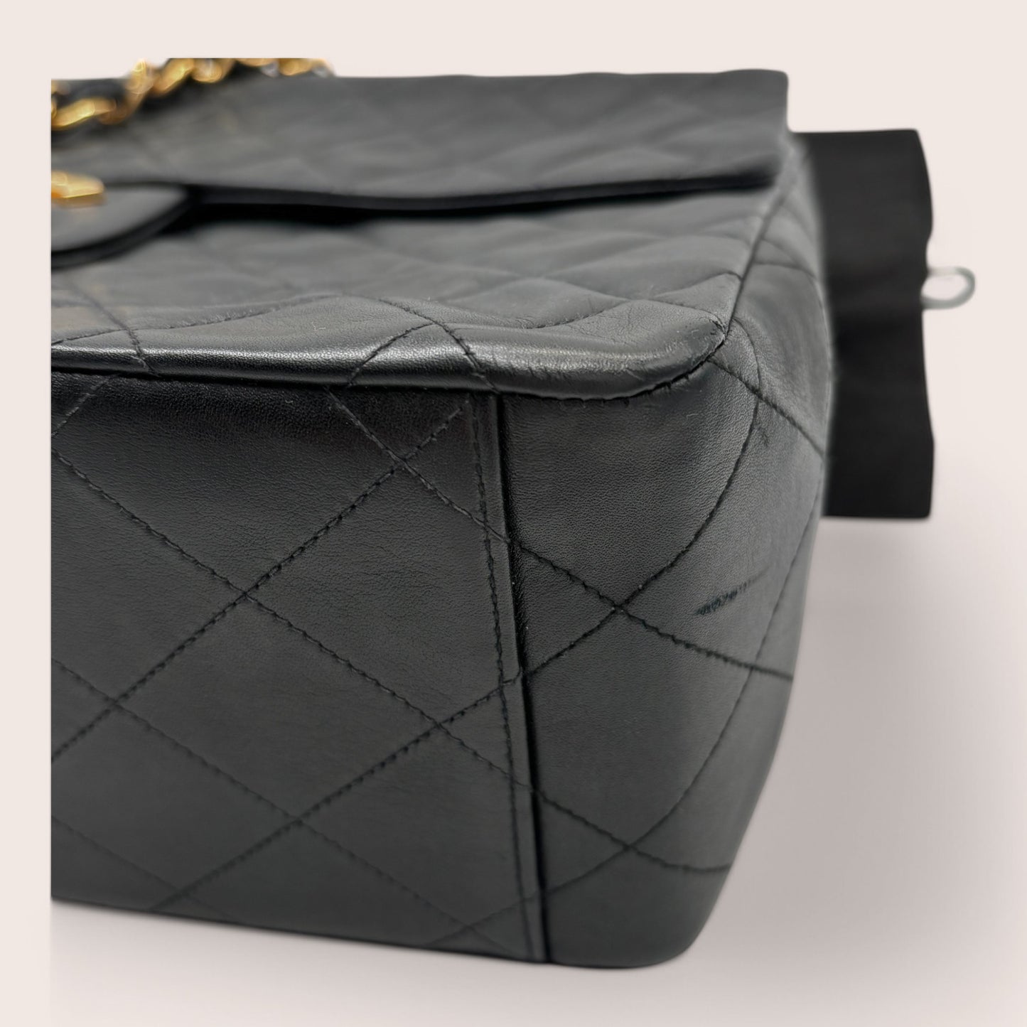 Chanel Vintage Classic Single Flap Jumbo Timeless - Lammleder schwarz