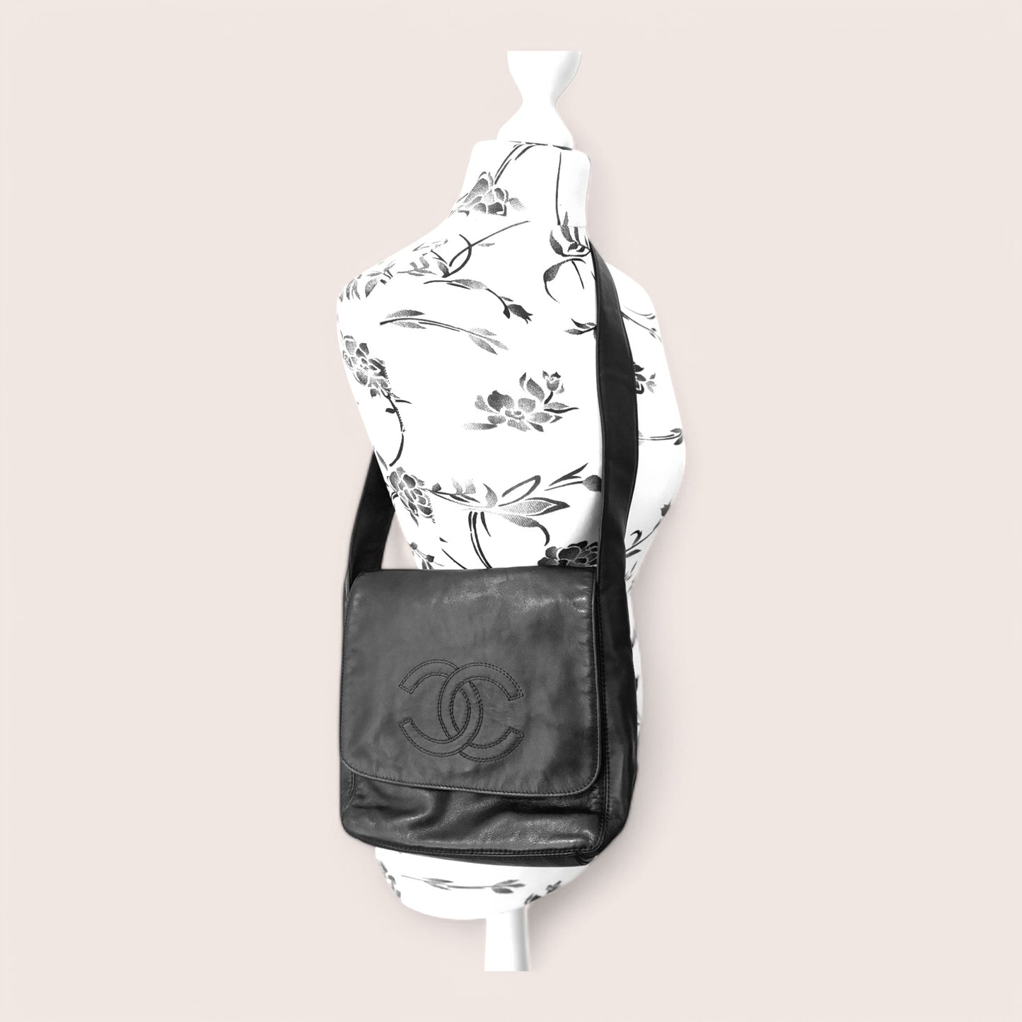 Chanel Vintage CC Schultertasche - Lammleder schwarz