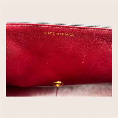 Chanel Jumbo Vintage Tasche – Nahaufnahme der Prägung „Chanel Made in France“