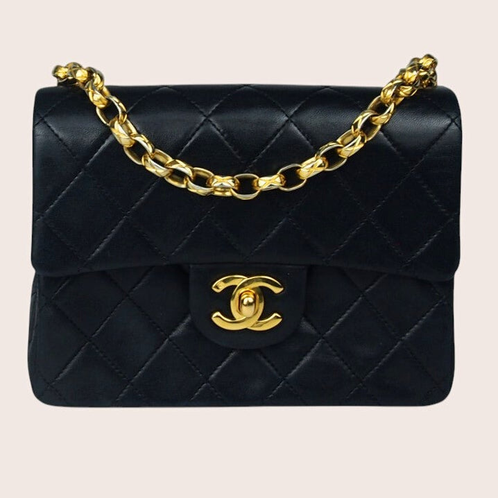 Chanel Mini Bijoux Vintage – Schwarzes Lammleder