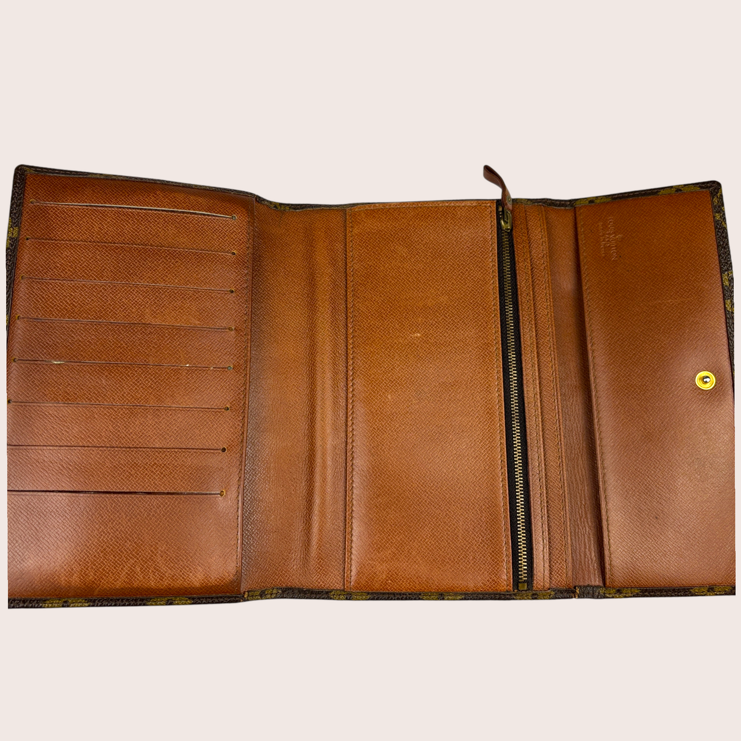 Louis Vuitton Portefeuille International Vintage Innenraum Kartenfächer und Münzfach