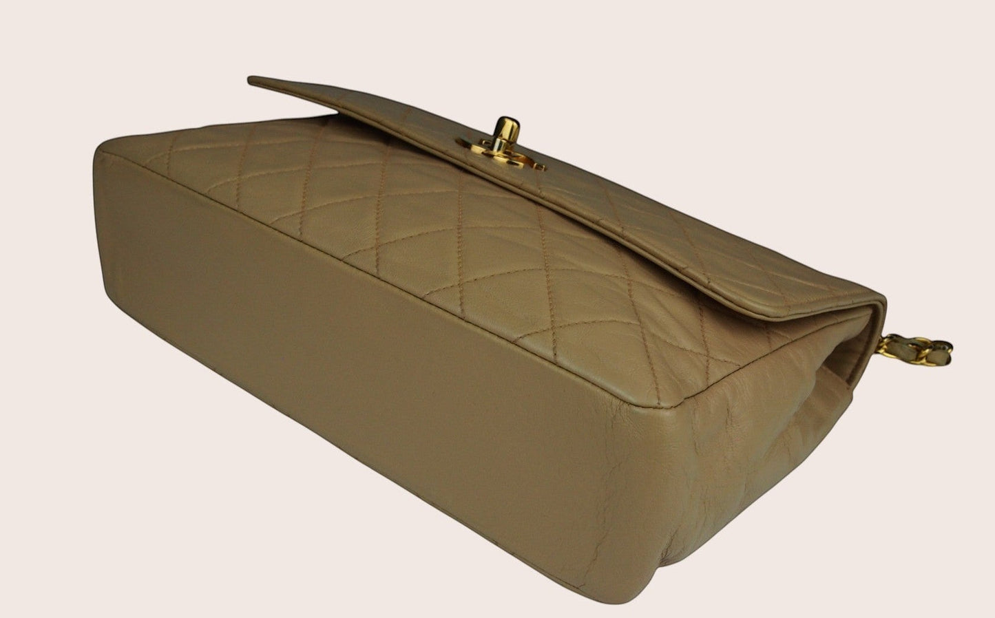 Chanel Single Flap Vintage Tasche – Beiges Lammleder