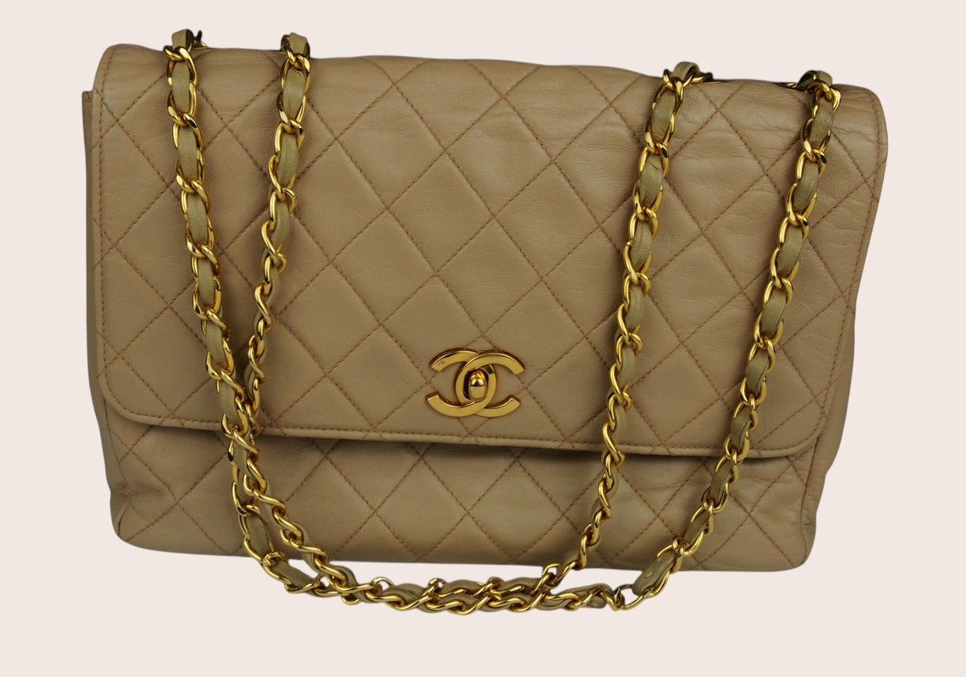 Chanel Vintage Single Flap – Beiges Lammleder