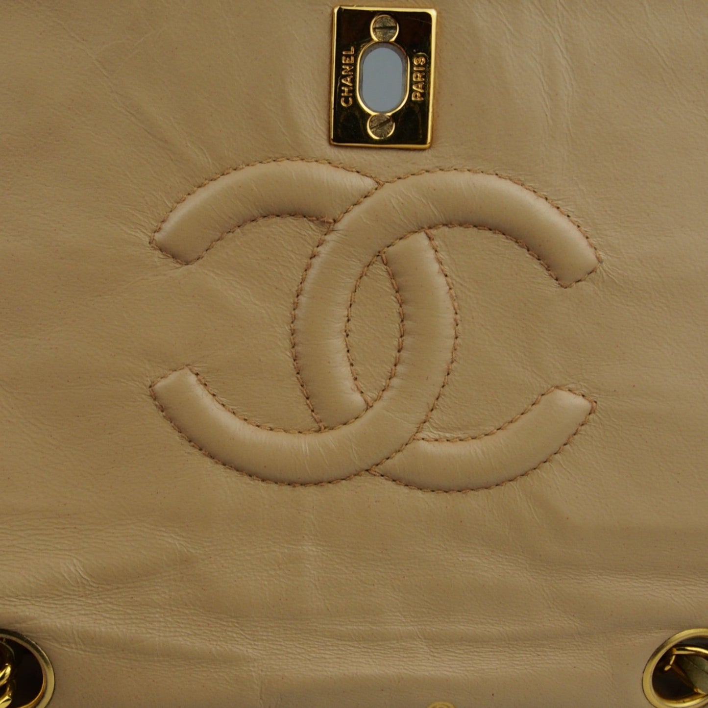 Chanel Single Flap Vintage Tasche – Beiges Lammleder