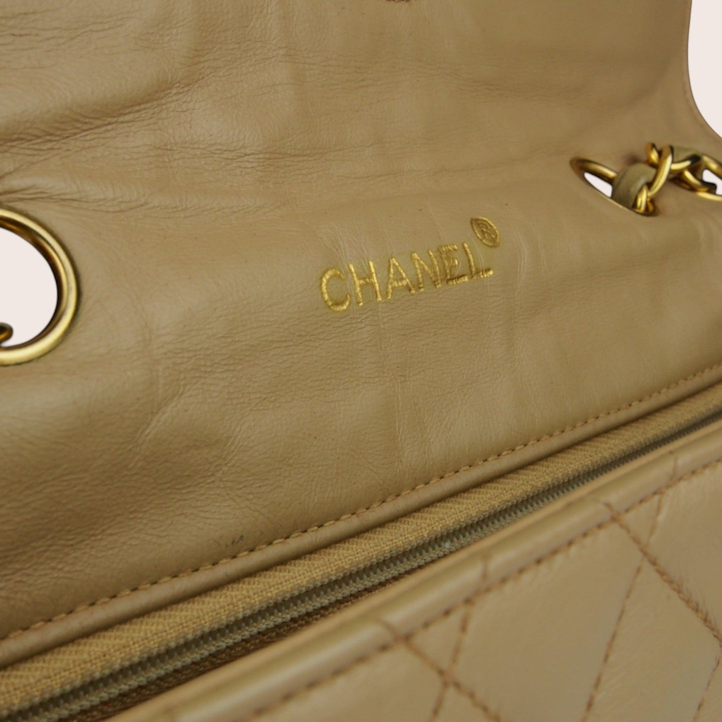 Chanel Single Flap Vintage Tasche – Beiges Lammleder