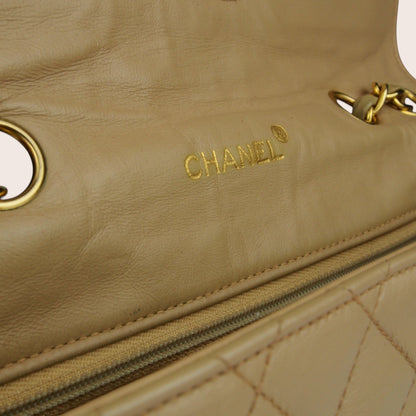 Chanel Single Flap Vintage Tasche – Beiges Lammleder