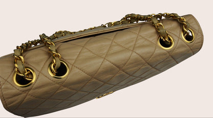 Chanel Single Flap Vintage Tasche – Beiges Lammleder