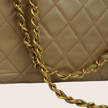 Chanel Single Flap Vintage Tasche – Beiges Lammleder