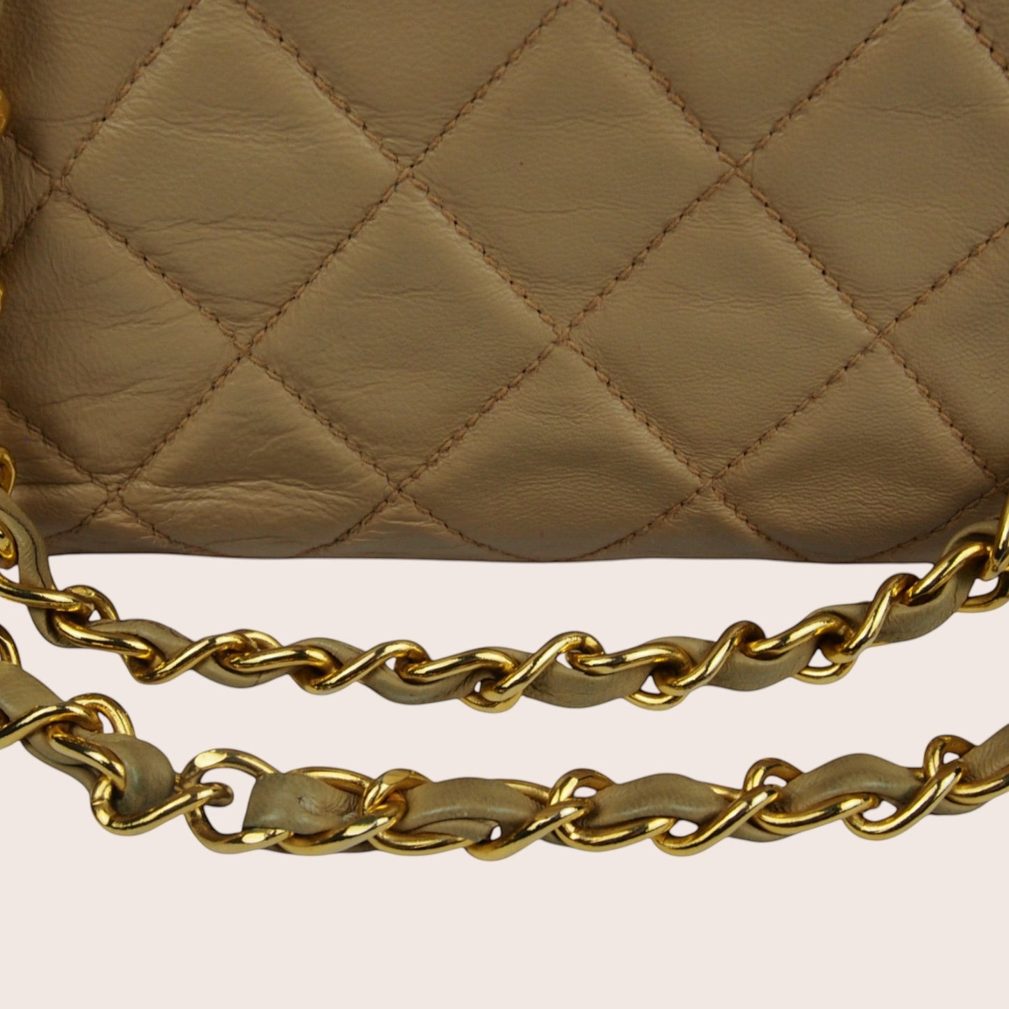 Chanel Single Flap Vintage Tasche – Beiges Lammleder